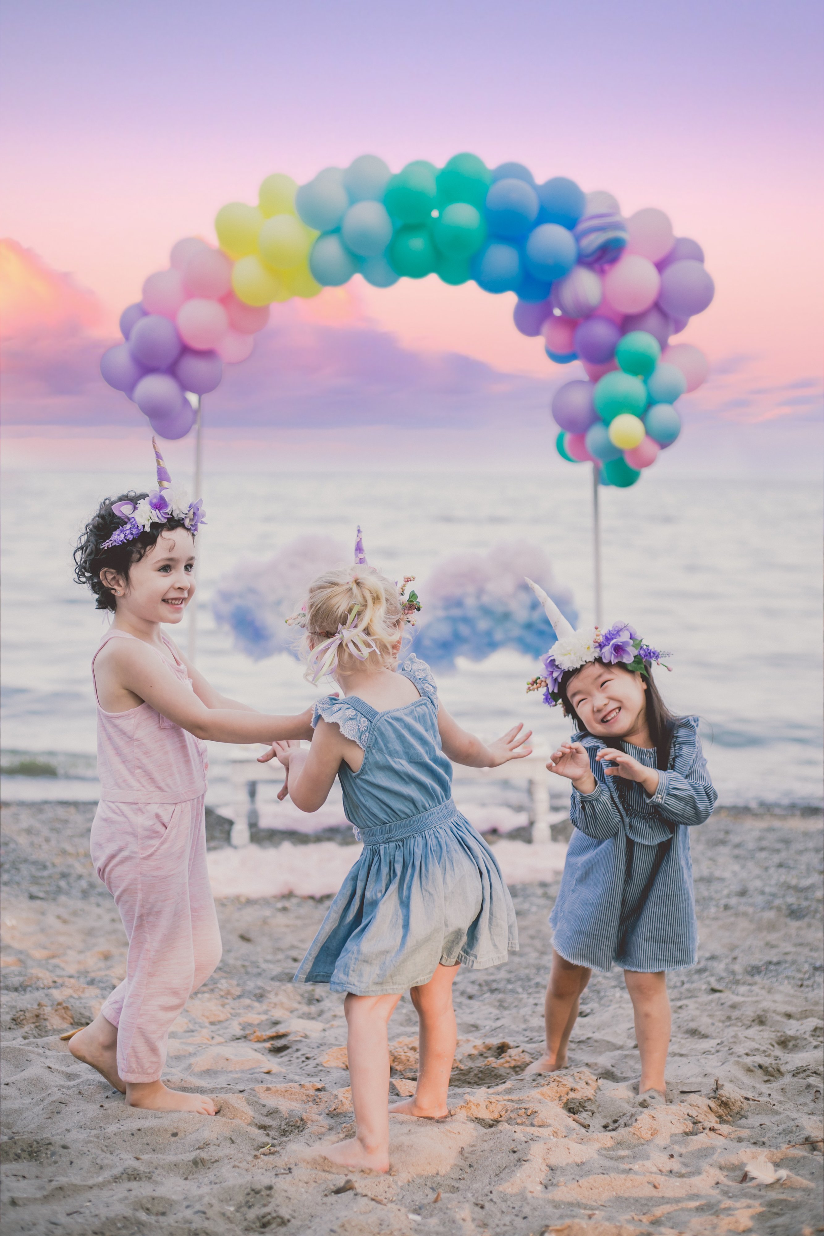 unicorn and rainbows themed kids birthday party event