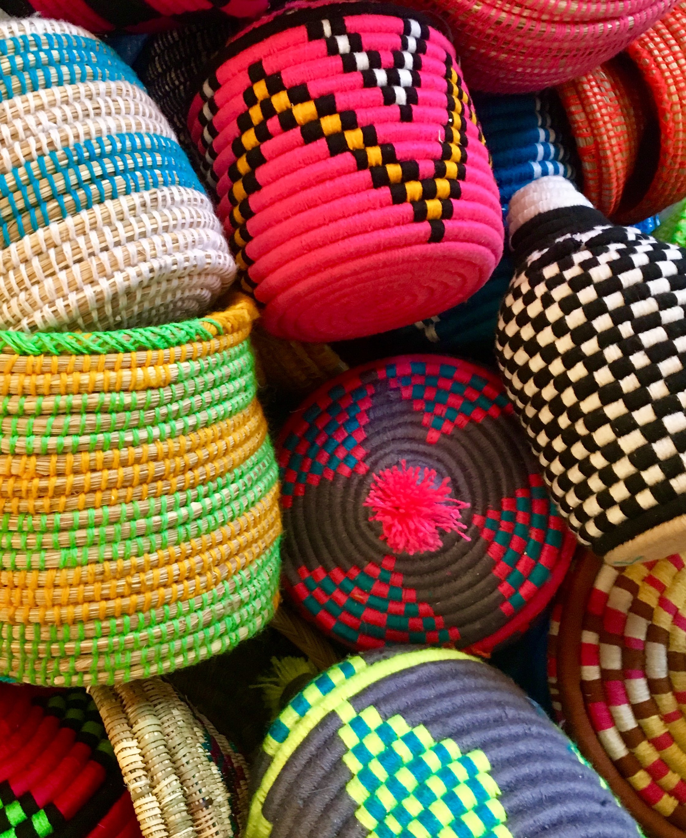 colourful woven baskets