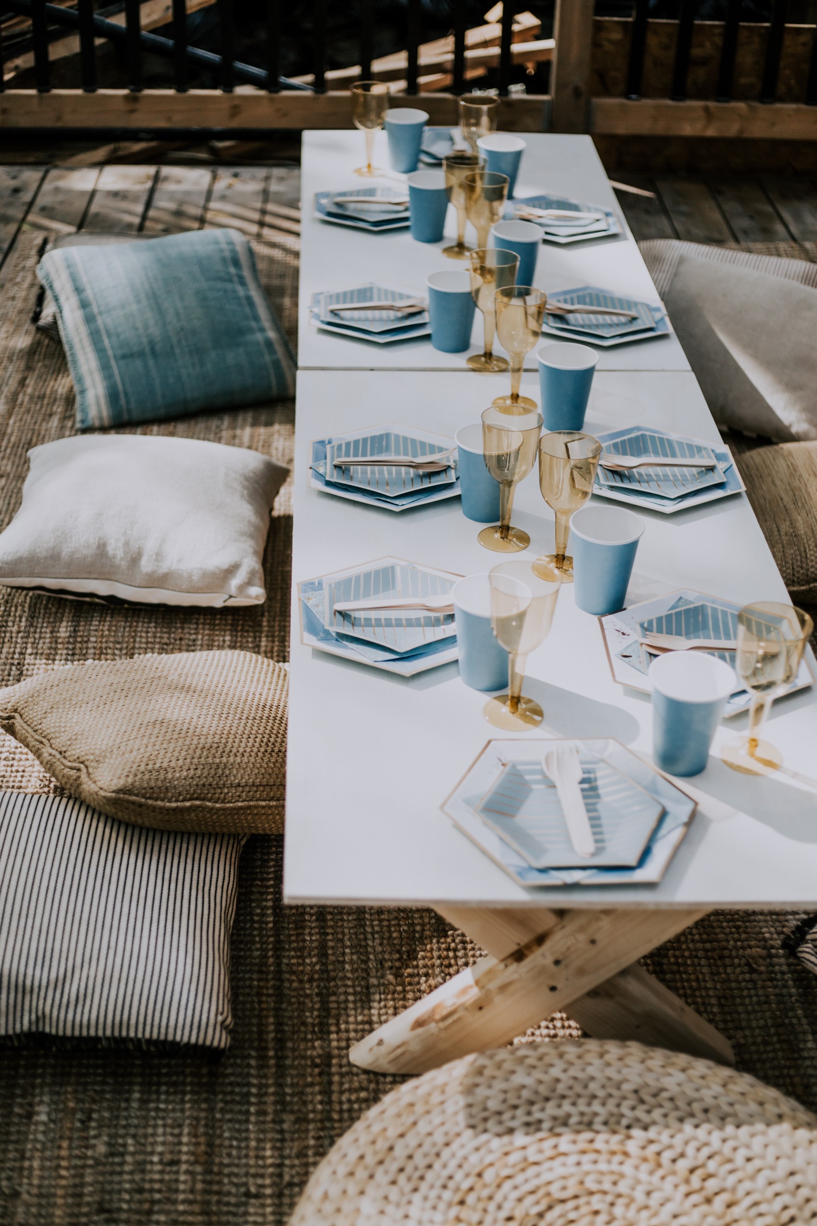 picnic table set up by Olive Studio