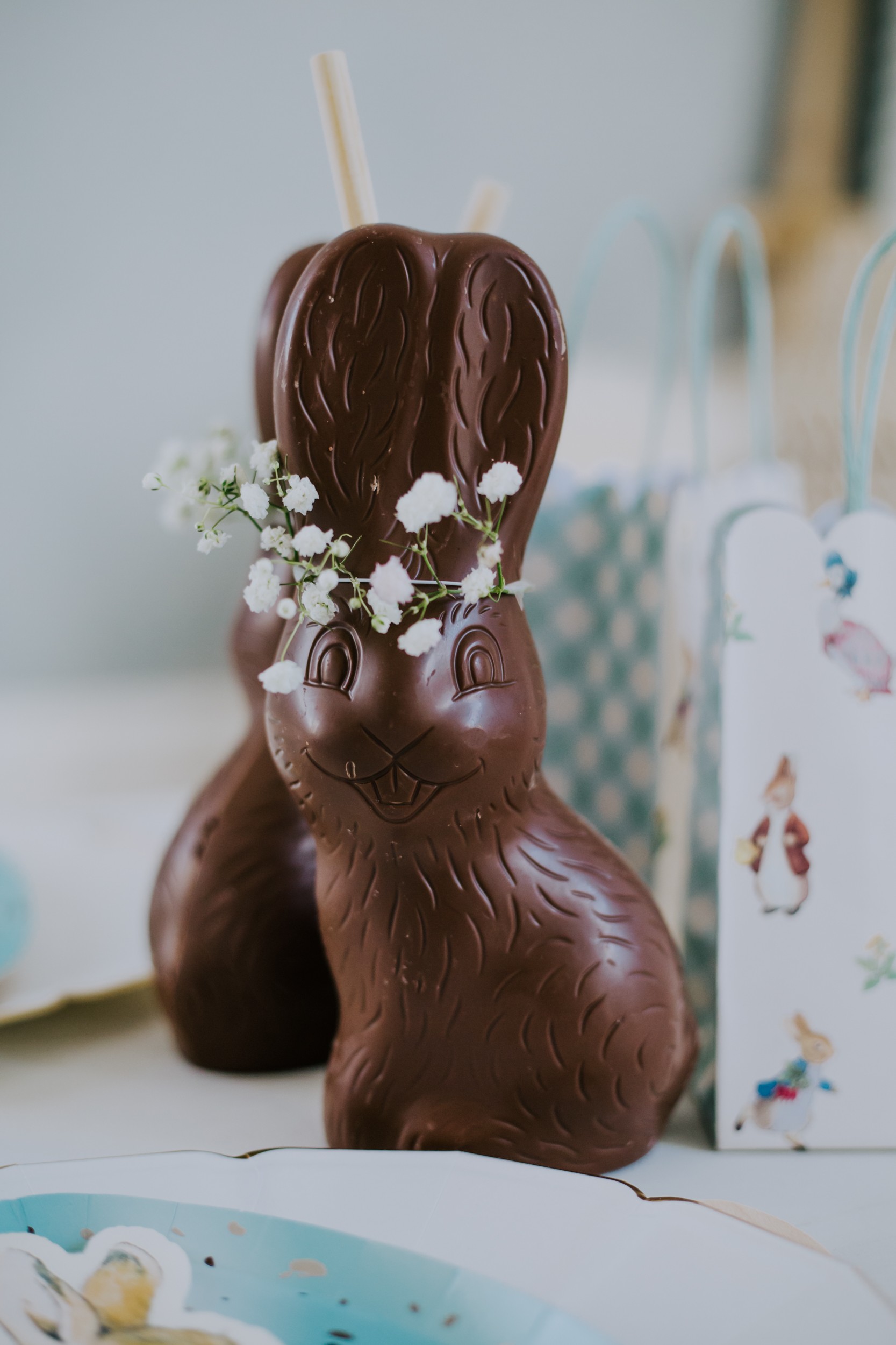 a chocolate easter bunny transformed into a glass